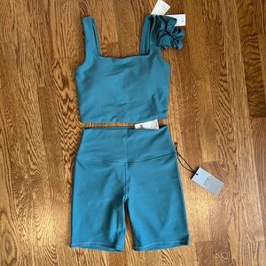 NWT: Abercrombie and Fitch Your Personal Best Teal Workout Crop Top and Shorts